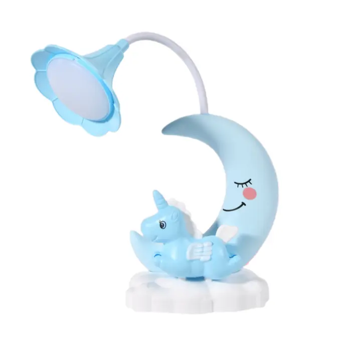 Cartoon moon unicorn Card Led night light Usb rechargeable battery flexible table lamp children gift