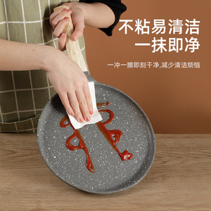 Aluminum Alloy Frying <b>Pan</b> Maifan Stone Non-Stick Easy Cleaning Pancake Pizza Baking <b>Pan</b> With Wooden Handle - Product Image 1