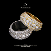 Bague de haute couture en moissanite VVS sertie de pierres, en argent sterling 925 plaqué or 18 carats pour hommes, bijoux de luxe hip-hop