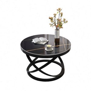 Table basse ronde avec base dorée, design minimaliste pour <span class=keywords><strong>chambre</strong></span> <span class=keywords><strong>d</strong></span>'hôtes, balcon - Product Image 1