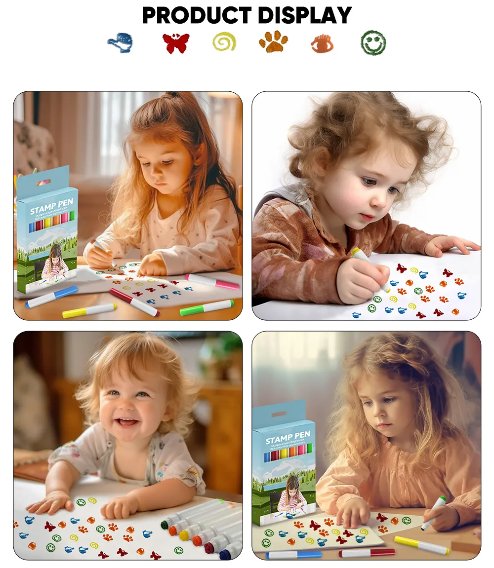 Toddler Temporary Fabric Stamper Stamp Permanent Miniature Mini Set Kids Logo Bingo Dauber Marker Pen