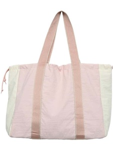 Solid Color <b>Canvas</b> Tote <b>Bag</b> <b>Drawstring</b> Closure Minimalist Design All Seasons Travel Use Gray and Beige - Product Image 4