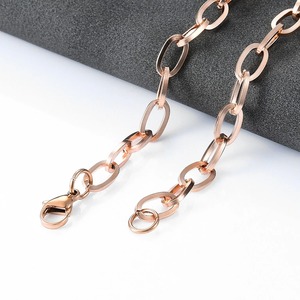 Collier chaîne ovale en acier inoxydable de 5,5 mm de large, maillons Rolo, pour hommes et femmes, accessoires de mode en métal, bijoux de cou - Product Image 5