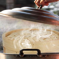 Ensemble de paniers vapeur en bambou multifonctionnels à 2 étages de 6 pouces, support de casserole, écologique, applicable aux cuisinières à gaz et à induction, logo personnalisé