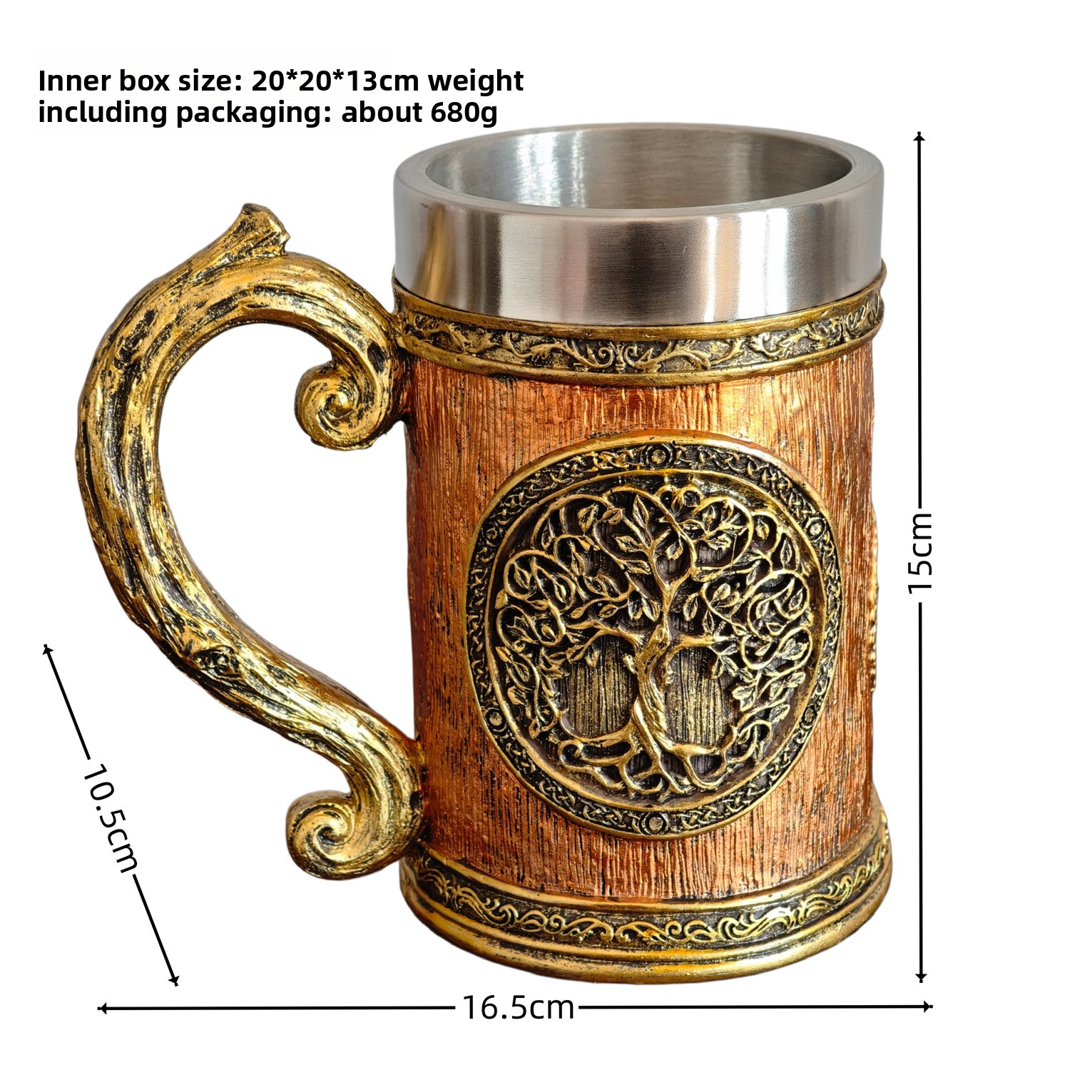 World Tree Vintage Resin Beer Mug 550ml