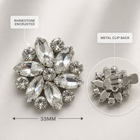 Breloque Fleur en Cristal pour Chaussures 33mm, Clip Strass pour Lacets, Clip Fleur pour Chaussures, Fermoir en Alliage de Zinc, Personnalisé OEM ODM