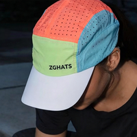 Casquette de course sportive légère découpée au laser, perforée, bicolore, séchage rapide, respirante, 5 panneaux, pour la randonnée, le cyclisme, logo personnalisé