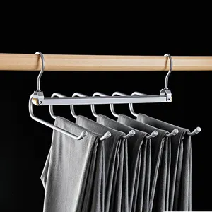 Low MOQ Space-Saving Nonslip Rack Aluminum Metal Pants Hanger for Pants/Trousers Flexible in Kitchen Living Room Closet Travel