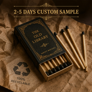 Gold <strong>Vintage</strong> Book Design Custom Embossed Recyclable <strong>Match</strong> <strong>Box</strong> with Matt Lamination Coated Paper Custom Colors Long Matchsticks - Product Image 2