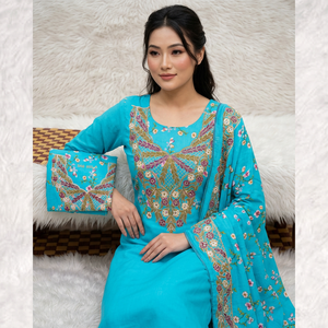 Vestido de Tela Popelina Dubai Mukhawar para Mujeres y Niñas, Bordado Floral con Cuentas, Ropa Islámica Elegante y Modesta para Ramadán, Eid, Hiyab - Product Image 5