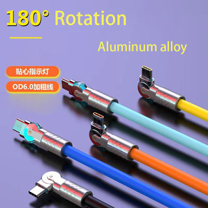 180 Độ Xoay Silica Gel Dày Hơn Pd 120W Cáp USB Dữ Liệu 1M 1.8M Kẽm Hợp Kim Cổng Điện Thoại Máy Tính Xách Tay LED Nhanh Chóng Sạc Dây Cáp - Product Image 2