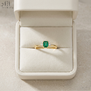 Anillo de Esmeralda de Oro Amarillo Sólido de 18K de Calidad Excepcional y Elegante con Diamante Natural, Conjunto de Joyería Fina para Mujer para Aniversario - Product Image 4