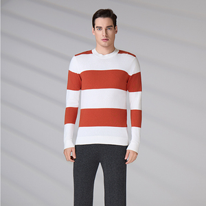 Pull tricoté rayé pour homme, manches longues, anti-boulochage, design personnalisé, collection automne-hiver, par un fabricant de tricots - Product Image 1