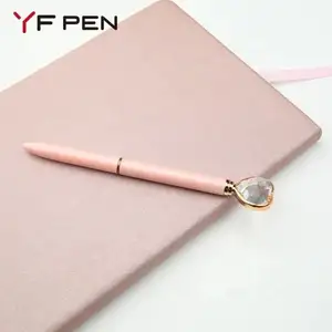 Crystal Love Girls Women Heart Shape Premium Metal Laser Logo Aluminum Ballpoint Pen