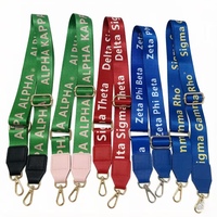Tas Selempang Twill dengan Pesona Huruf Yunani Delta Zeta SGR Sorority yang Dapat Disesuaikan, Dilengkapi Kantong Kecil dengan Ritsleting dan Tali Webbing