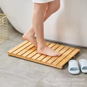 แผ่นรองอาบน้ำไม้ไผ่ทรงสี่เหลี่ยมผืนผ้า กันลื่น สไตล์มินิมอล สีธรรมชาติ - Product Image 3