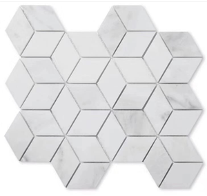 Carrara White Marble <b>Mosaic</b> Tiles 10mm Thick Modern Round for Room - Product Image 3