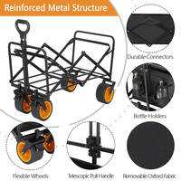 Chariot pliable en aluminium YILU avec poignée réglable 160L Chariot de camping d'extérieur à quatre roues Chariot de jardin Plage Rangement Outils