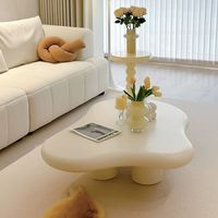 Table basse moderne au design nuage, forme organique, finition mate blanc crème, irrégulière, pour salon, mobilier de maison, vente en gros OEM