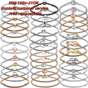 Pulsera Original para Mujer, Joyería, Regalo <span class=keywords><strong>de</strong></span> Cumpleaños, 100% <span class=keywords><strong>Plata</strong></span> <span class=keywords><strong>de</strong></span> <span class=keywords><strong>Ley</strong></span> S925, Alta Calidad, Brazalete con Dijes Clásicos <span class=keywords><strong>de</strong></span> Dora - Product Image 2