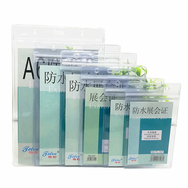 2.25*3.5 "Clear Plastic ID Sleeve Pouch Horizontal Name Tag Name Badge ID Card Holders mit Waterproof Type Resealable Zip