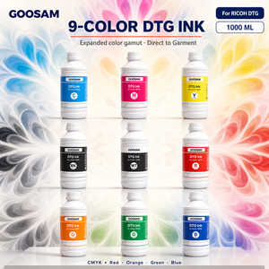 Tinta Textil DTG de 9 Colores CMYK RGBO Blanca de Alta Calidad a Granel Compatible con Cabezales de Impresión Ricoh G5 G6 GH2220 Venta al Por Mayor - Product Image 1
