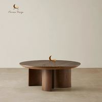 Table basse en bois de noyer naturel, finition mate lisse, écologique, style moderne et organique, avec base cylindrique, 2 tables