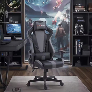 Fauteuil de Gaming Confortable en Similicuir Gris Moderne pour Ordinateur, Siège <span class=keywords><strong>Gamer</strong></span> Pas Cher avec <span class=keywords><strong>Coussin</strong></span> Confortable – Vente en Gros - Product Image 1