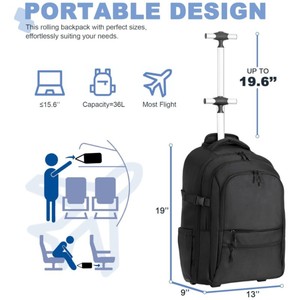 Custom Luxury Travel Bags 17 Inch Laptop Backpack With <strong>Wheels</strong> and Pull Rod Polyester Waterproof Rolling Suitable Men Luggage Bag - Product Image 2