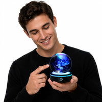 Bola de Cristal Grabada en 3D, Lámpara Nocturna con Interruptor Táctil LED, Personalizable al por Mayor, Decoración para el Hogar, Regalo, Compatible con USB y Alimentación por Batería