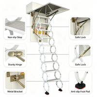 Échelle de grenier rétractable manuelle en alliage d'aluminium, hauteur 3,2 m, escalier de loft dissimulé, escalier de plafond gain de place