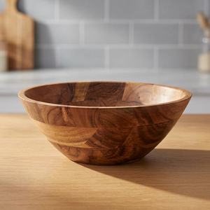 Frutero americano vintage grande de madera curvada, cuencos para ensalada, ecológicos, de acacia auténtica, para servir alimentos, precio al por mayor - Product Image 1