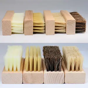 Small Shoe Cleaning Brush Wood Handle Sneaker Cleaner Brush With Horsehair PP Pighair Bristle