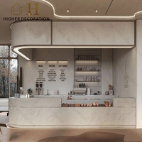 Comptoir de style élégant pour café, vitrine en bois massif pour café, présentoir à gâteaux en verre