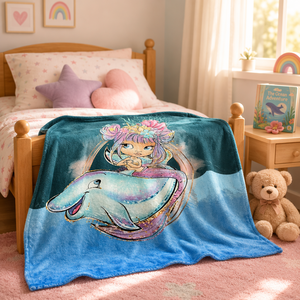 Manta Infantil Chingona de Una Capa, Súper Suave, Tejida en Felpa, con Estampado Personalizado de Sirena, Diseño Floral/Personajes/Dibujos Animados, para las Cuatro Estaciones - Product Image 2