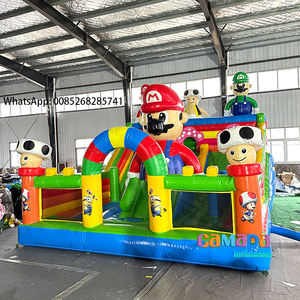 Château gonflable Mario avec toboggan, château gonflable commercial, trampoline gonflable en PVC de 0,55 mm avec souffleur portable - Product Image 1