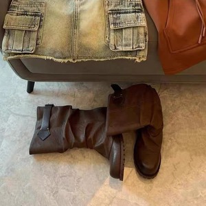 2026 Retro American Style Niche Mid-Calf & <b>Knee</b> <b>High</b> Boots for Women New Block Heel Platform Knight Boots - Product Image 4