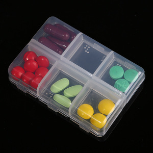 Portable Pill Box 6-Compartment Transparent Medicine Storage Case For Travel With Covered Compartments Food Grade PP Plastic - Product Image 4