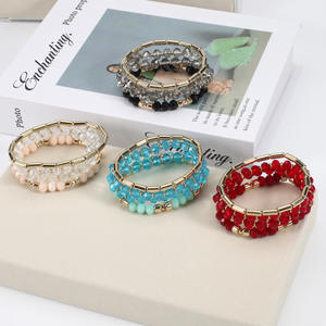 Fashion Jewelry Beaded <b>Bracelets</b> Crystal Rhinestone Gold Plated Women's Bohemia Style Gift <b>Set</b> Made In China - Product Image 2