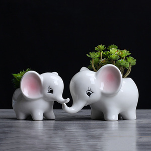 TGYW Dropshipping Pots à succulentes en <span class=keywords><strong>céramique</strong></span> en forme d'éléphant, jardinières pour plantes d'intérieur et d'<span class=keywords><strong>extérieur</strong></span>, <span class=keywords><strong>cactus</strong></span> - Product Image 4