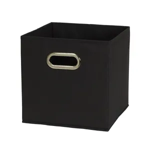 Bacs de rangement en tissu pliables, noirs, avec poignées, Pack de 6 Cubes, livraison gratuite