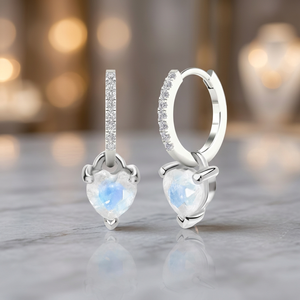 Pendientes de Aro con Cristales de Estrás en Forma de Corazón, Plata 925 con Baño de Rodio, Engaste de Garras, Joyería Romántica para Uso Diario de Mujer - Product Image 3