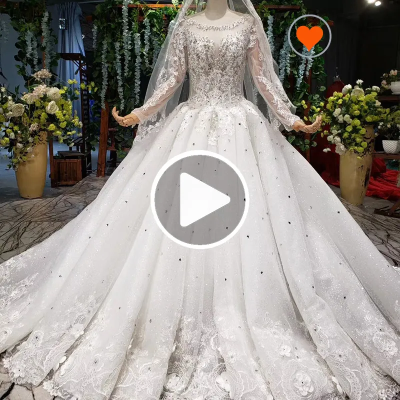 Jancember HTL934 New Design Wedding Gown Real Full Sleeves Long Lace Fashion Wedding Dress