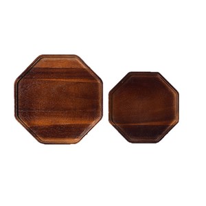 Japanese Style Walnut Wood Octagonal <b>Tray</b> Set <b>Small</b> Serving <b>Tray</b> For Dessert Snack Platter - Product Image 1