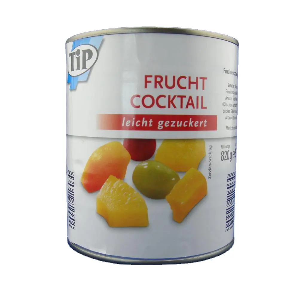 820g cocktail de fruits en conserve au sirop léger cerise fruits mélangés fabricant