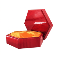 Luxe Eid Mubarak cadeaudoos, hoogwaardige houten verpakking, hexagonale vorm voor gedroogd fruit en snoep, OEM aangepaste logo.