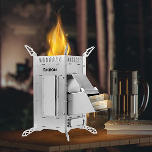 KEON Poêle à granulés de bois sans fumée, portable, de luxe, moderne, autoportant, en acier inoxydable, écologique, pour usage extérieur en villa - Product Image 1