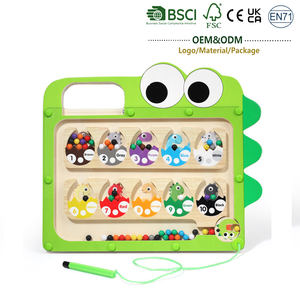 Jouets Montessori <span class=keywords><strong>Dinosaure</strong></span> en bois 2 en 1 Jeu de labyrinthe numérique double face Logique Pensée Entraînement Jouet éducatif pour enfants - Product Image 1