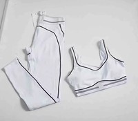 Ensemble de yoga taille haute tendance, legging côtelé sans couture extensible pour yoga et Pilates, ensemble 2 pièces pour femme, vente en gros