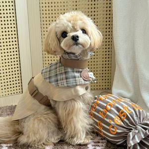 छोटे कुत्ते चार सीज़न एंटी-मोलटिंग वसंत शरद ऋतु पालतू कुत्ते के कपड़े पतली शैली पश्चिमी शैली फैशनेबल ब्रिटिश शैली जोड़ी - Product Image 5